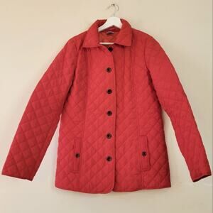 J. Jill Diamond Quilted Coat Jacket in Red Medium